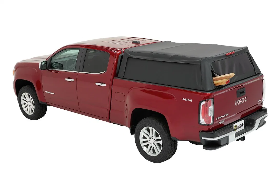77323-35 – BESTOP Truck Cap, One Piece Design With Tinted Vinyl Windows Waterproof Matte Black Heavy Duty Fabric With...